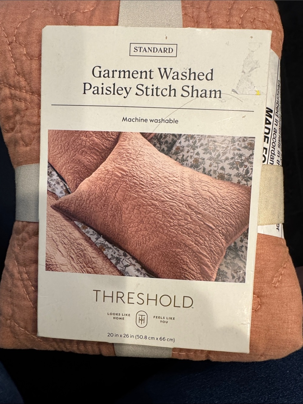 Threshold Garment Washed Paisley Stitch Sham - terracotta/bronze